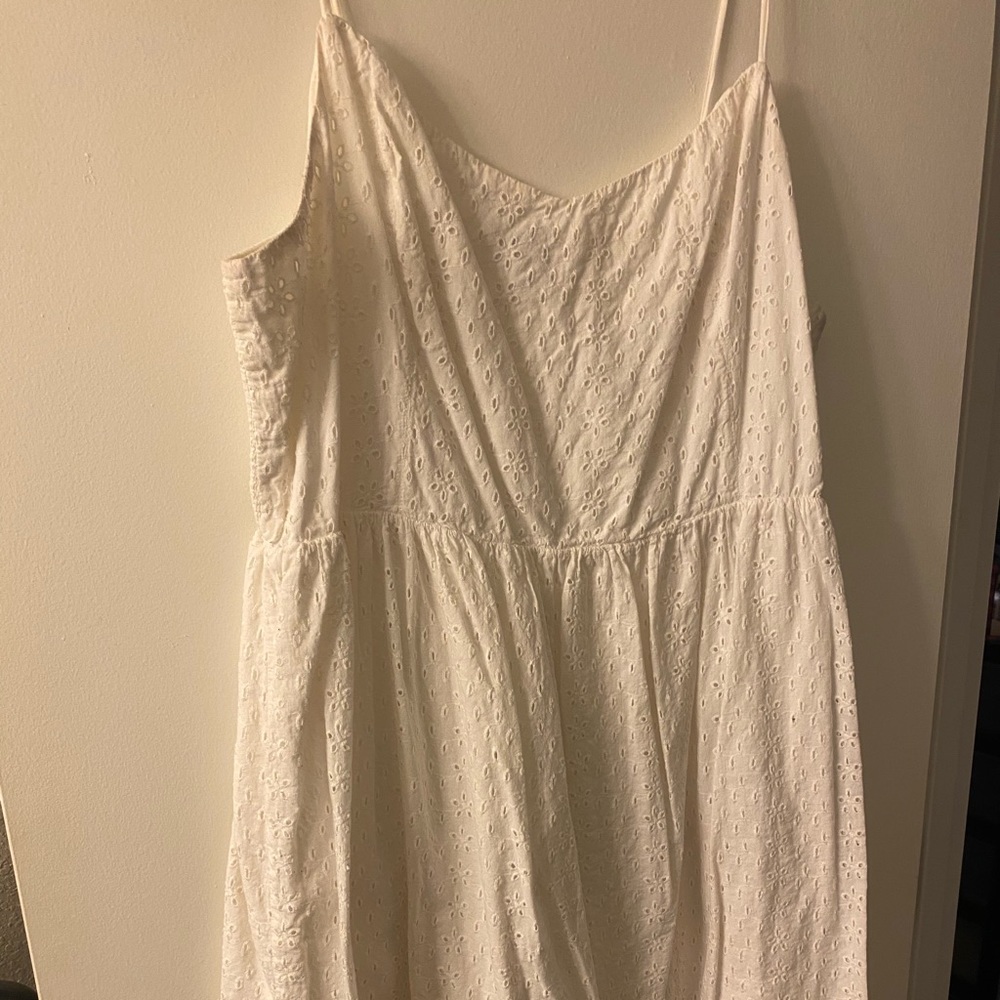 Smock backed eyelet lace dress